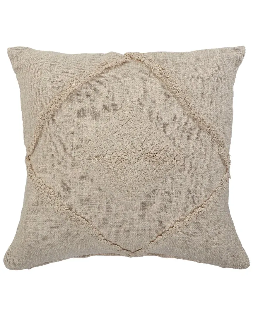 Shena Double Diamond Throw Pillow - White, Cotton image