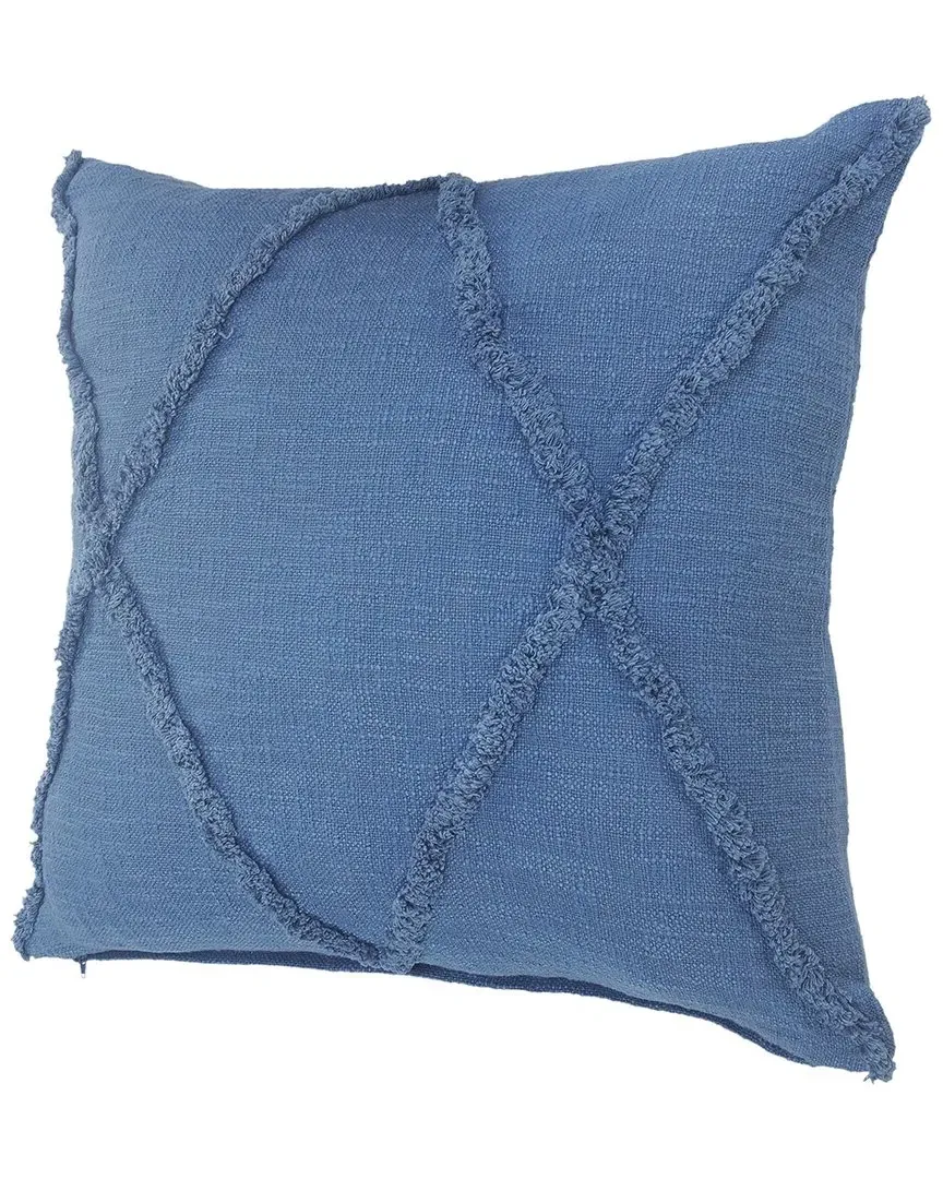 Shena Hand-Tufted Diamond Throw Pillow - Blue, Cotton