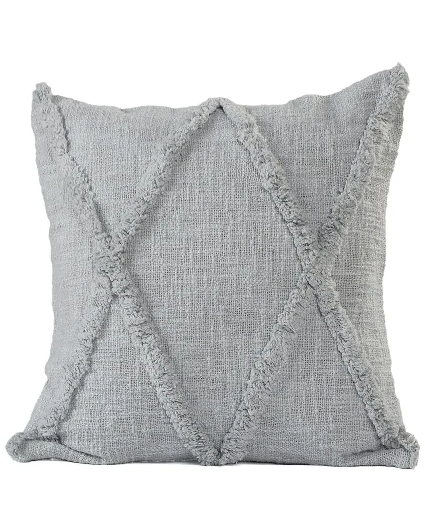 Shena Hand-Tufted Diamond Throw Pillow - Grey, Cotton