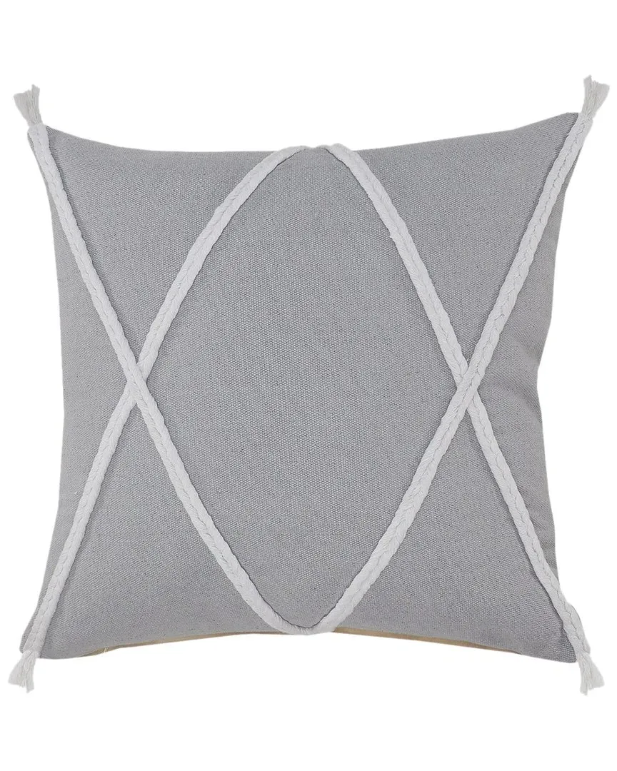 Sindy Coastal Geometric Braided Throw Pillow - Grey, Cotton