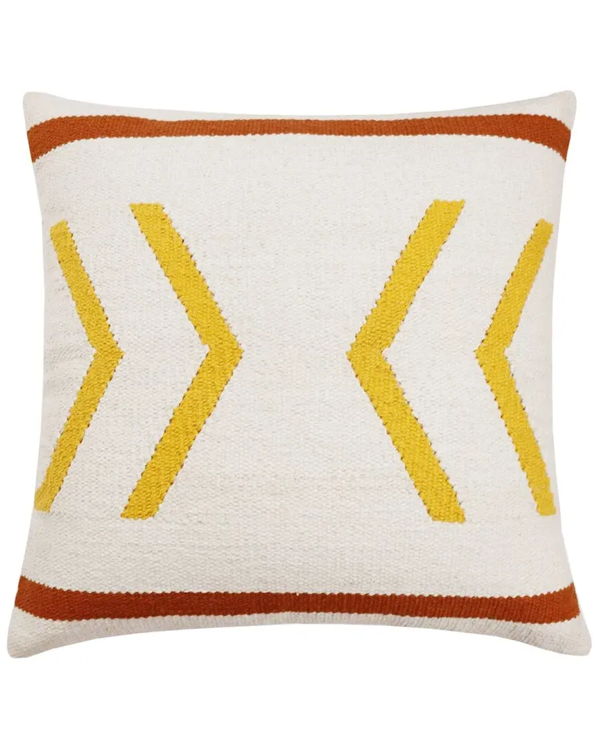 Southwestern Woven Geometric Chevron Throw Pillow - White, Cotton