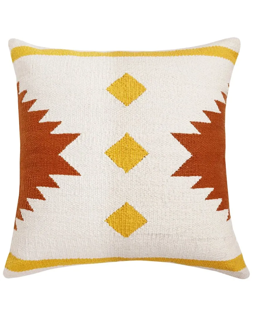 Southwestern Woven Geometric Throw Pillow - White, Cotton