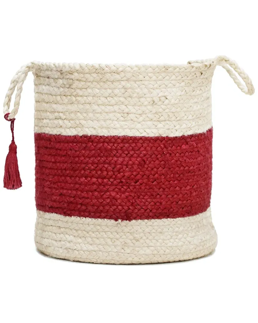 Striped Storage Basket - Red, Jute image