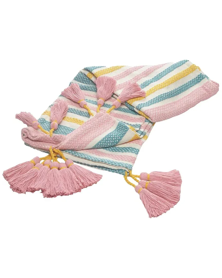 Striped Throw Blanket with Tassels - Multi, Cotton