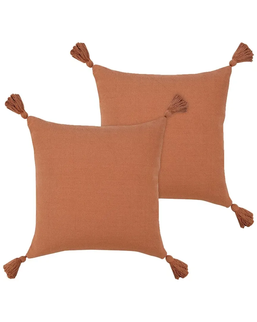 Sundaze Tasseled Throw Pillows Set of 2 - Orange, Cotton image