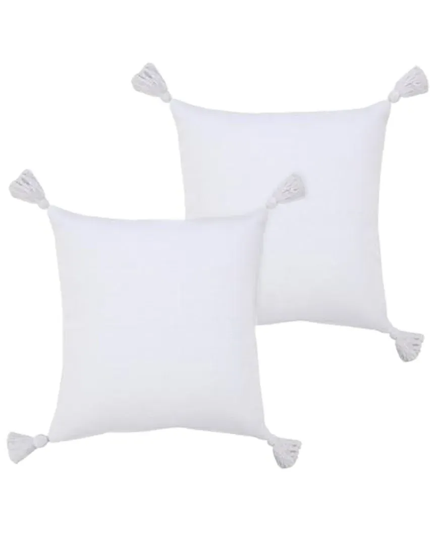 Sundaze Tasseled Throw Pillows Set of 2 - White, Cotton