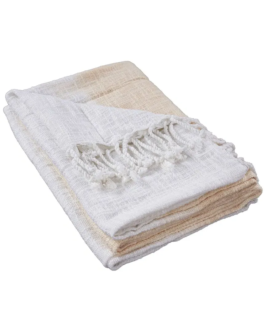 Sweet Peach Shibori Throw Blanket with Fringe - Peach, Cotton