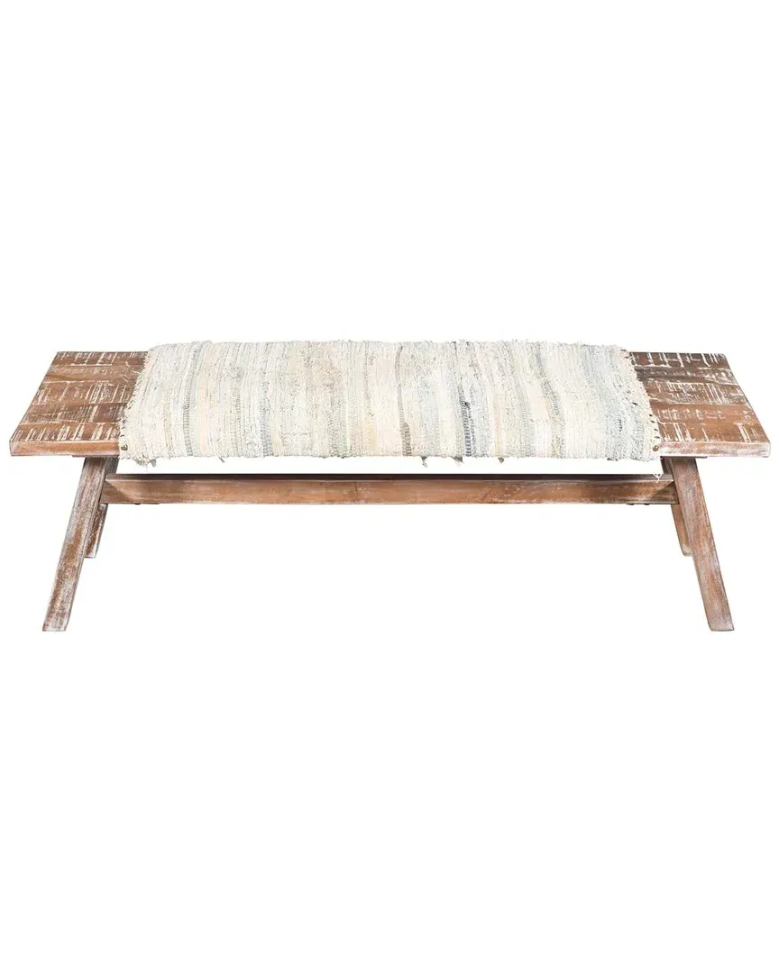 Tennyson Striped Bohemian Handmade Accent Bench - Brown Multi image