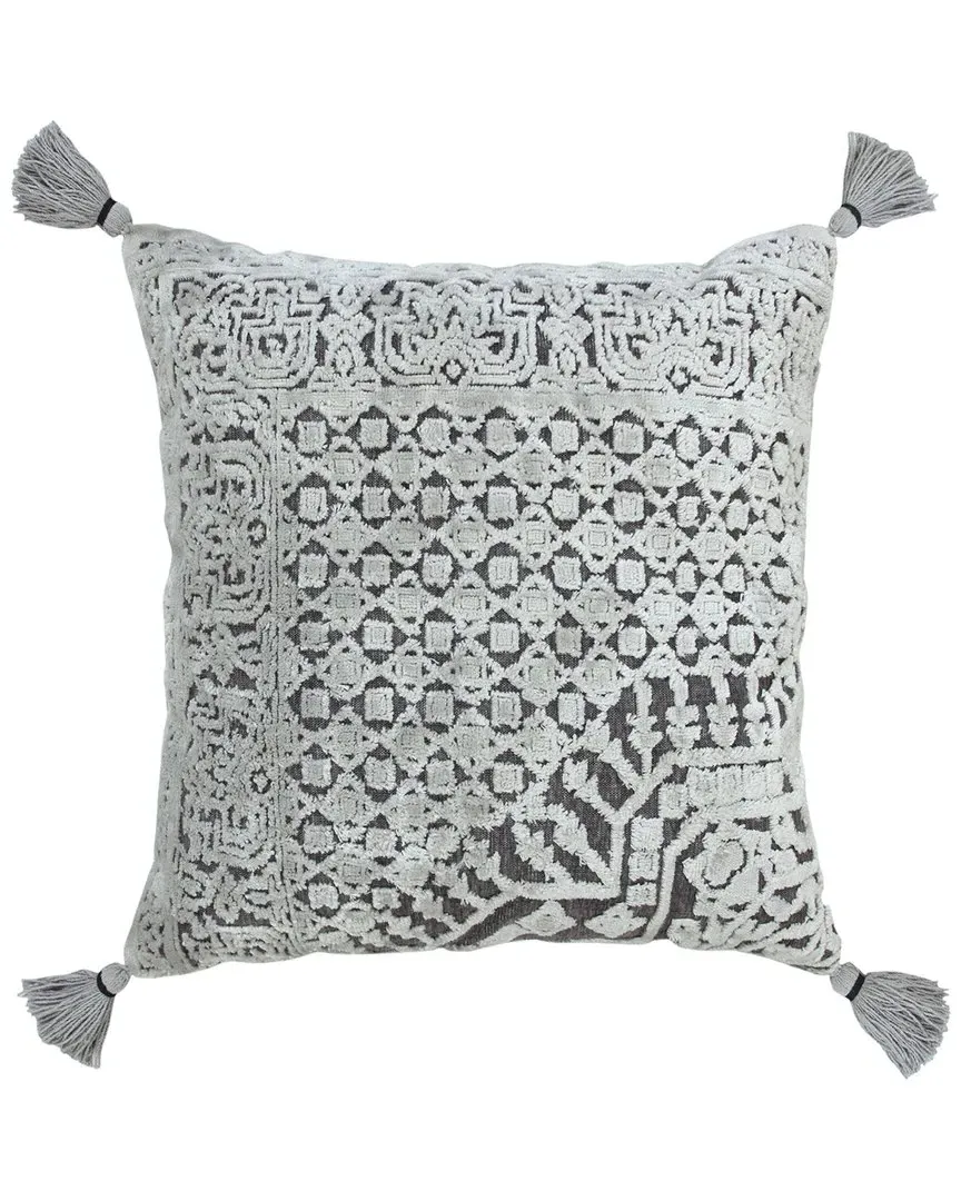 Textured Geometric Throw Pillow - Silver