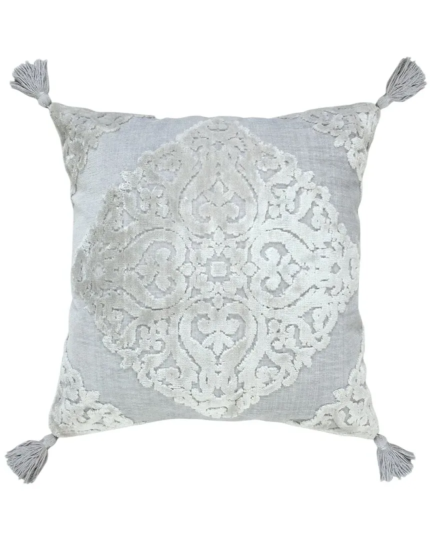 Textured Medallion Throw Pillow - Silver