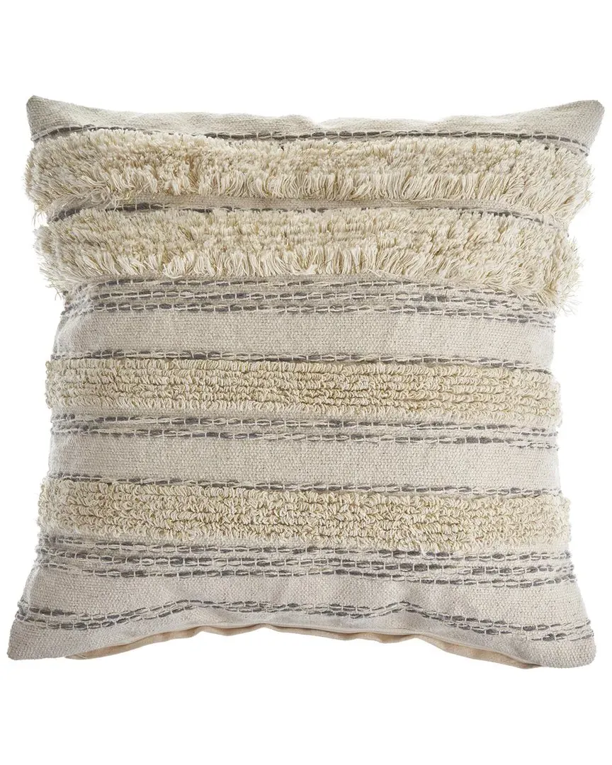 Tufted Throw Pillow with Removable Cover - Cream image