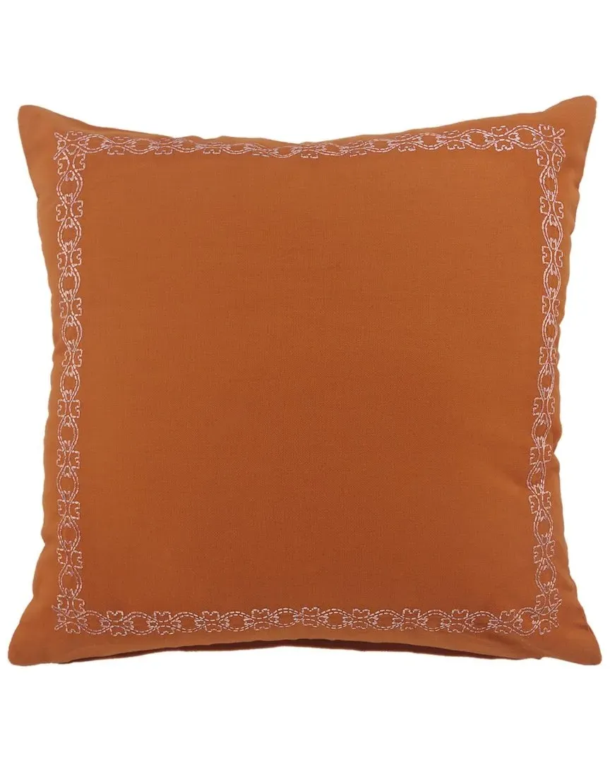 Victoria Embroidered Border Decorative Pillow - Orange, Cotton image
