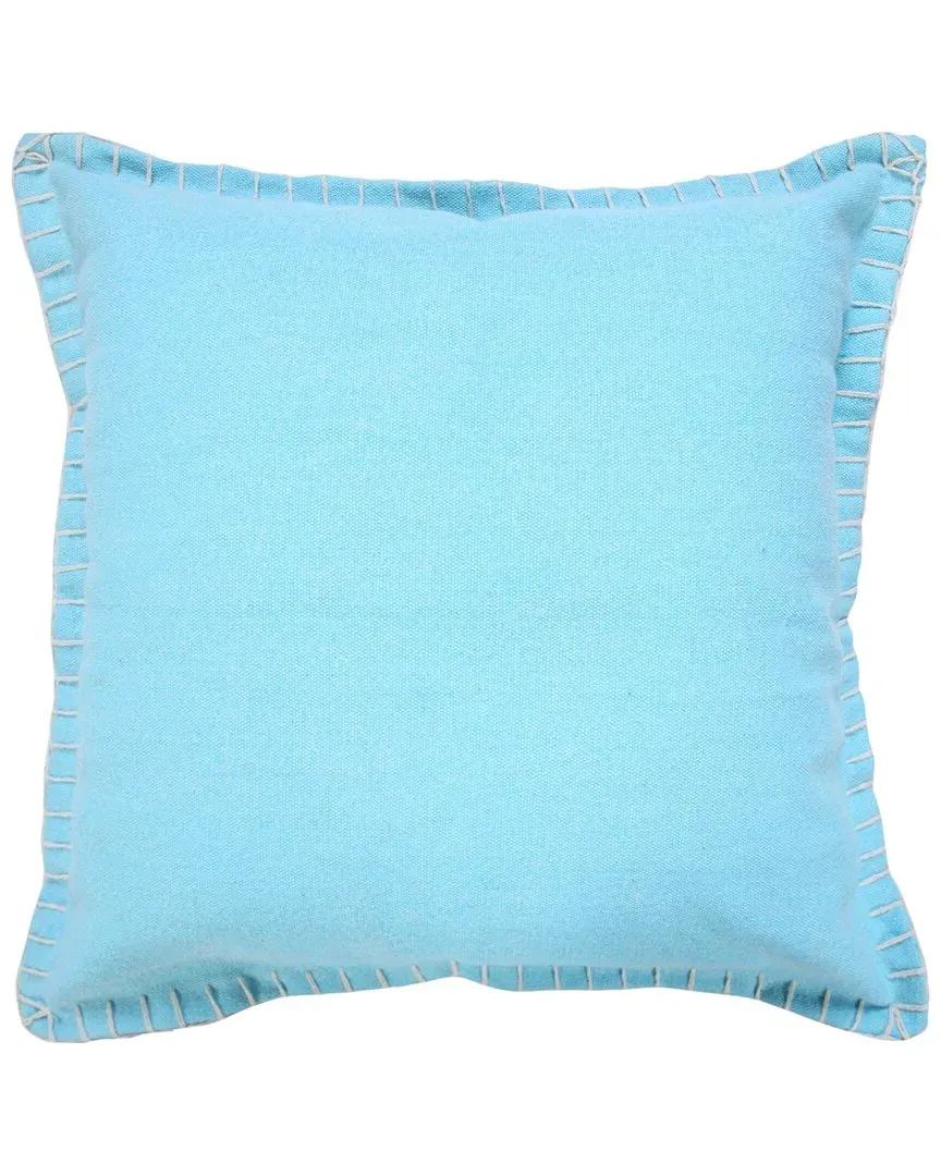 Vivian Embroidered Edge Border Throw Pillow - Blue, Cotton image