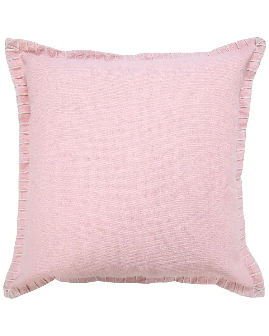 Vivian Embroidered Edge Bordered Throw Pillow - Pink, Cotton