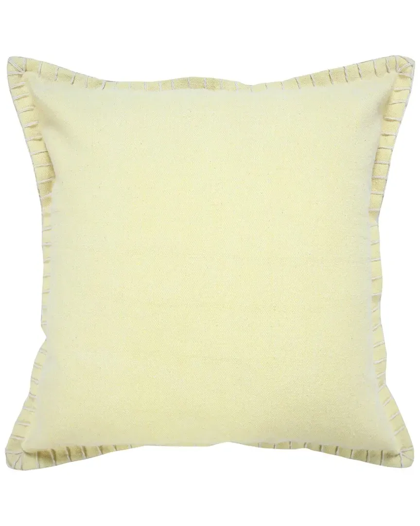 Vivian Embroidered Edge Bordered Throw Pillow - Yellow, Cotton
