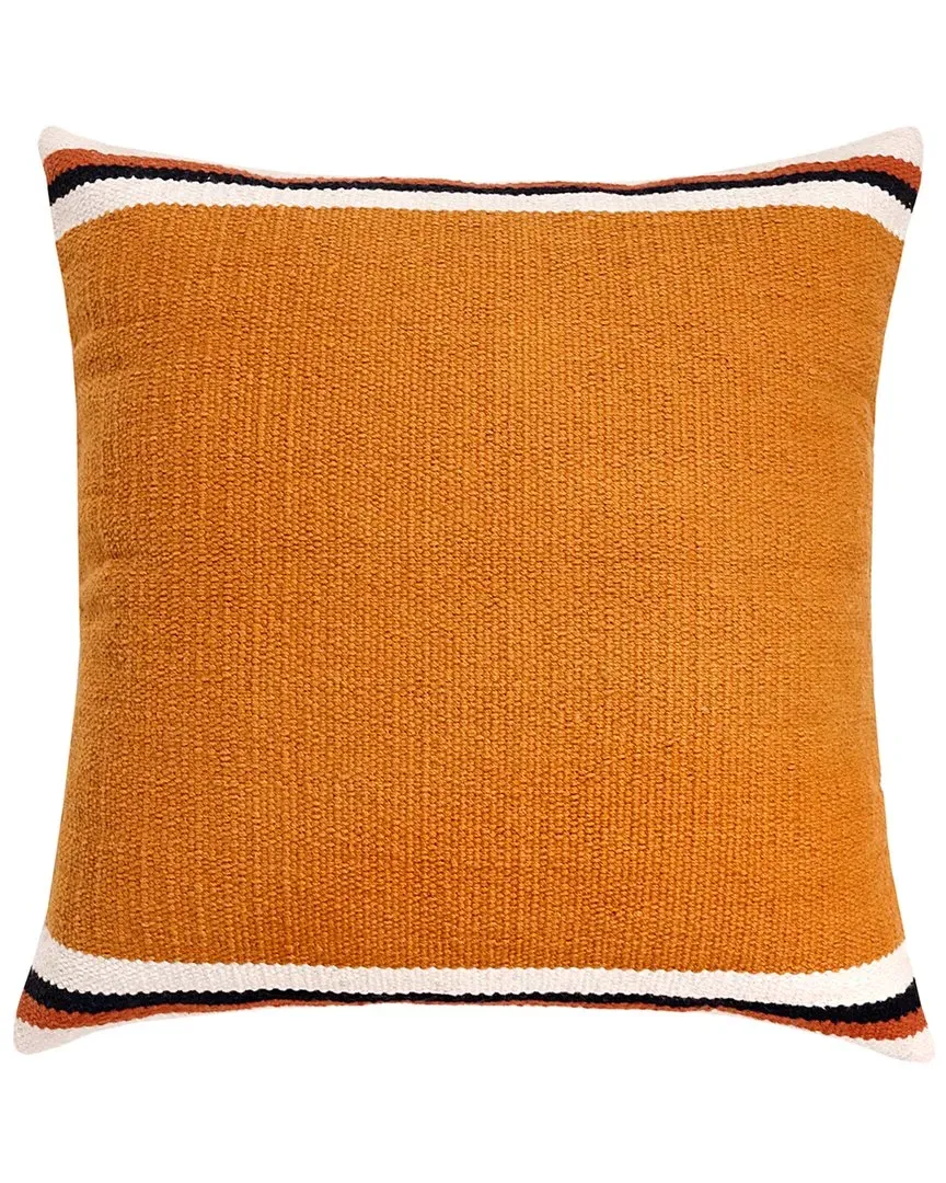 Woven Bordered Striped Decorative Pillow - Orange image