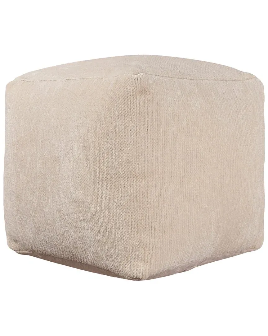 Yildiz Cube Pouf - White, Chenille