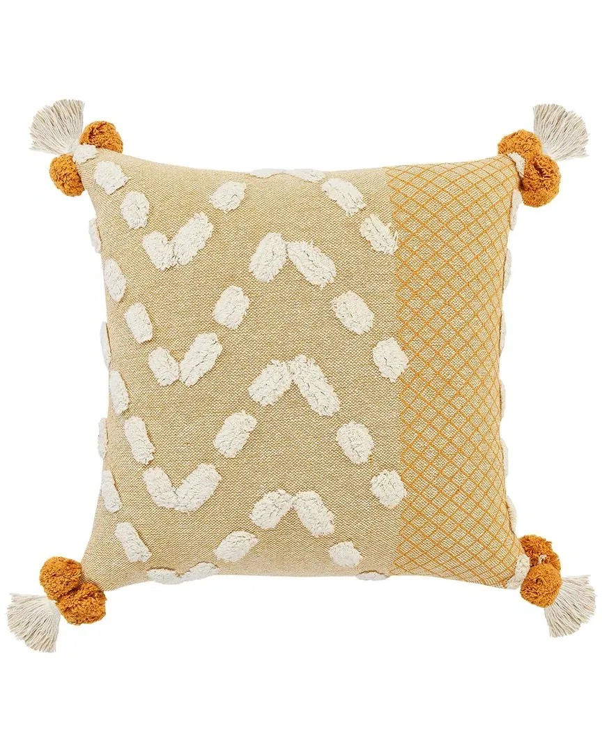 Zeal Pom Throw Pillow - Yellow, Cotton