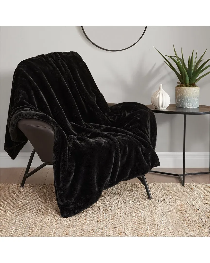 Solid Fuzzy Throw Blanket - Black, Faux Fur image