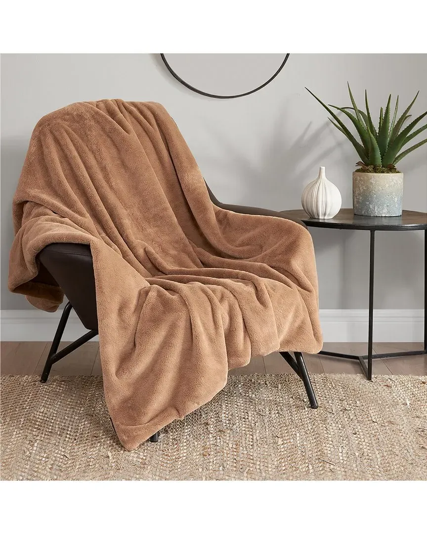 Solid Fuzzy Throw Blanket - Brown, Faux Fur