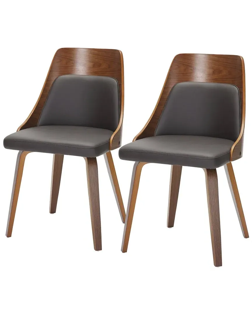Anabelle Set of 2 Bent Wood Chairs - Brown, Walnut image