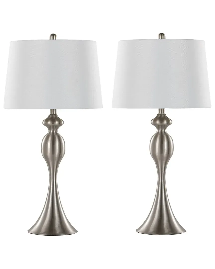 Ashland Set of 2 Table Lamps with Linen Shade - Brushed Nickel