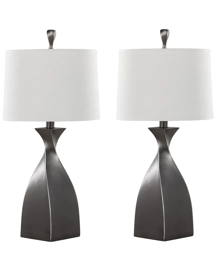 Curvo Set of 2 Table Lamps - Grey, Polyresin