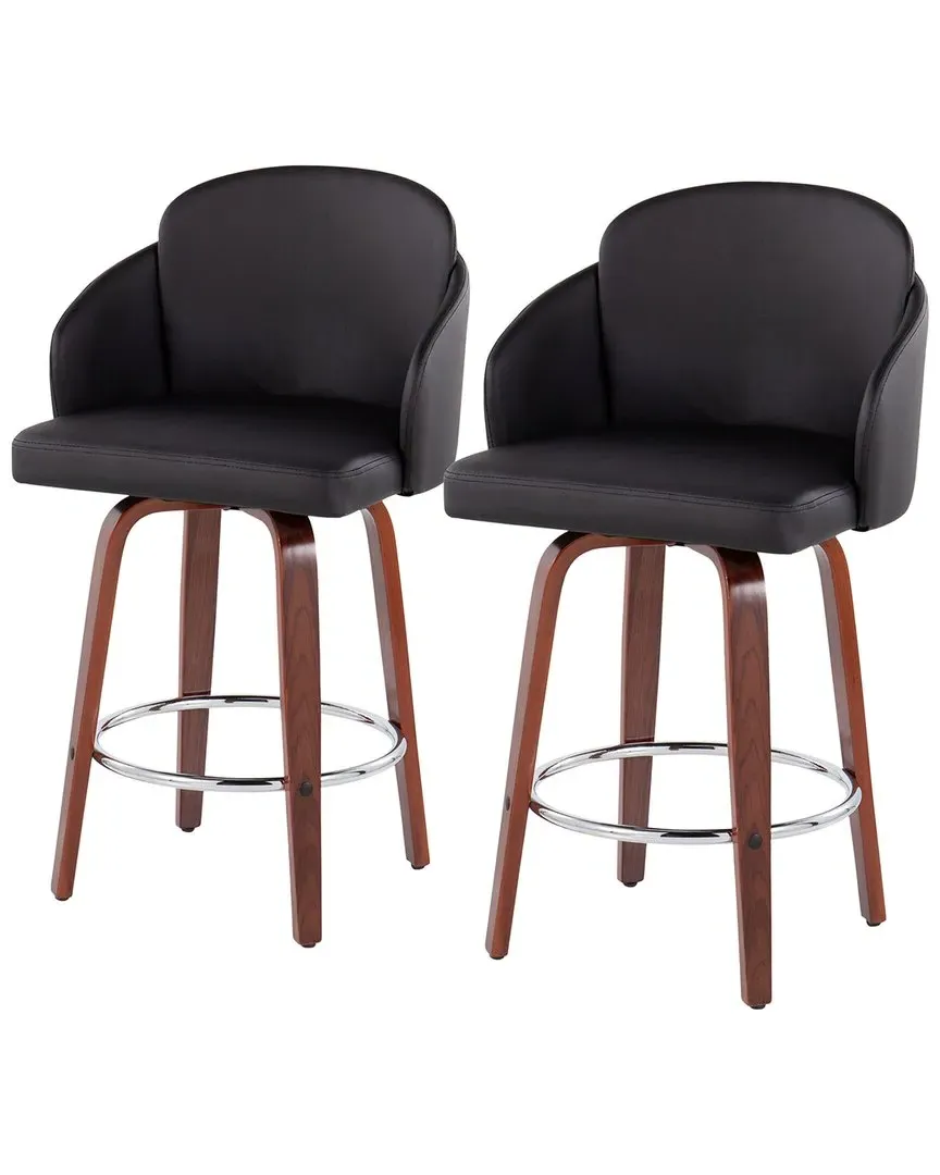 Dahlia Set of 2 Counter Stools - Walnut, Wood