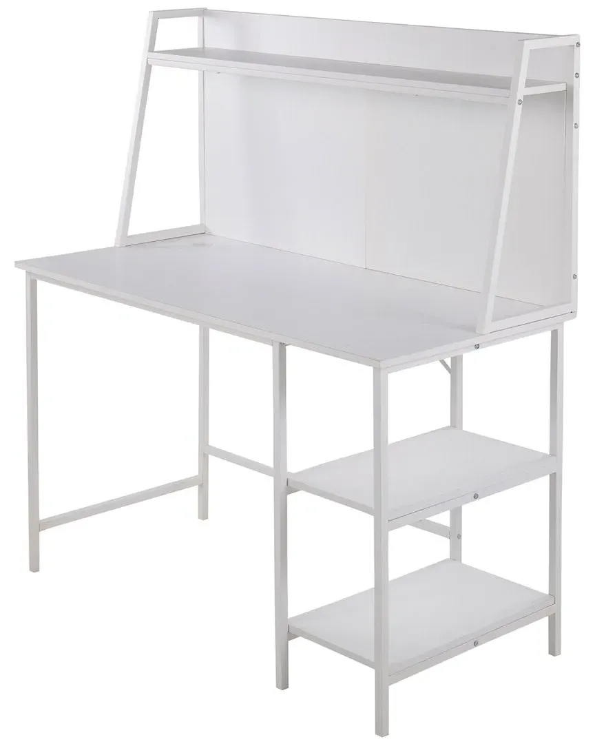 Geo Shelf Desk with Storage - White, Steel image