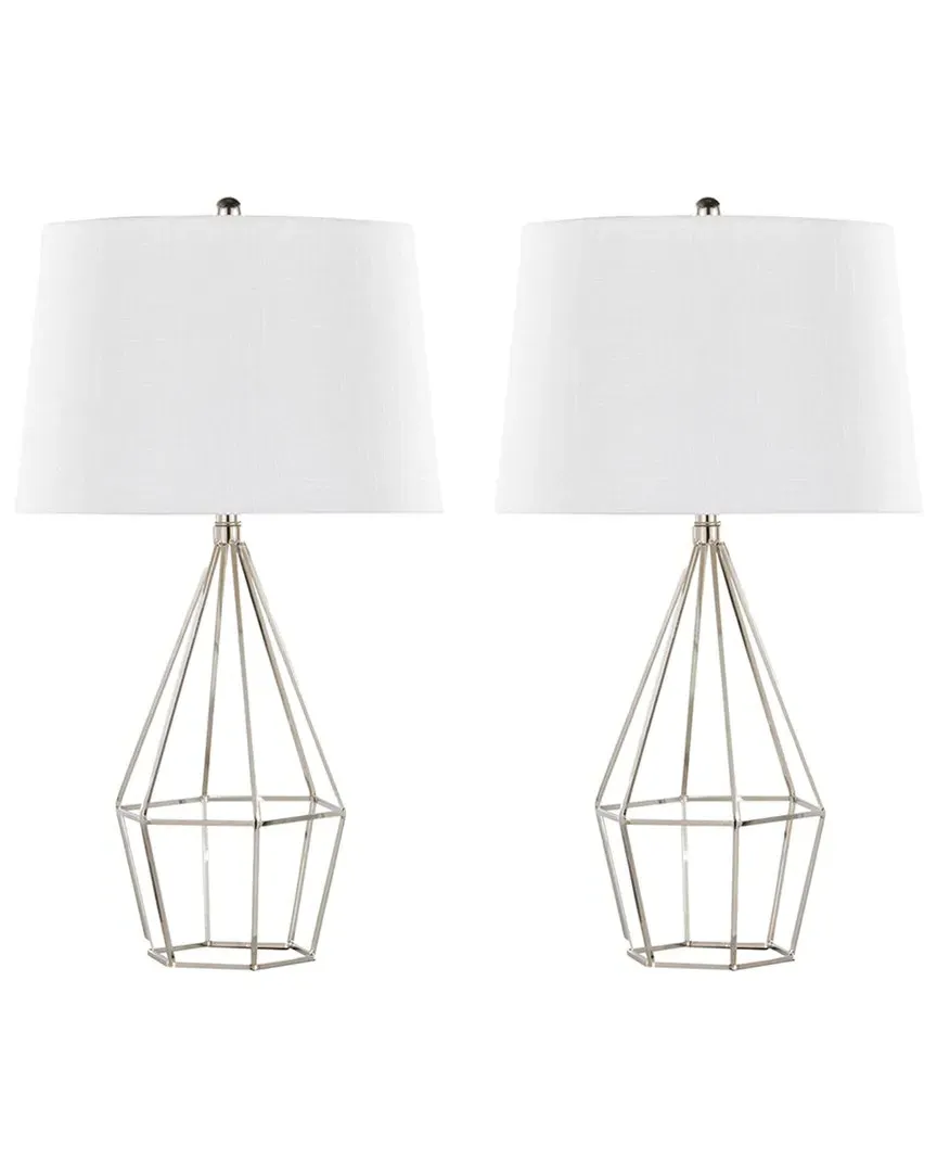Geome Set of 2 Table Lamps with Linen Shade - Polished Nickel image