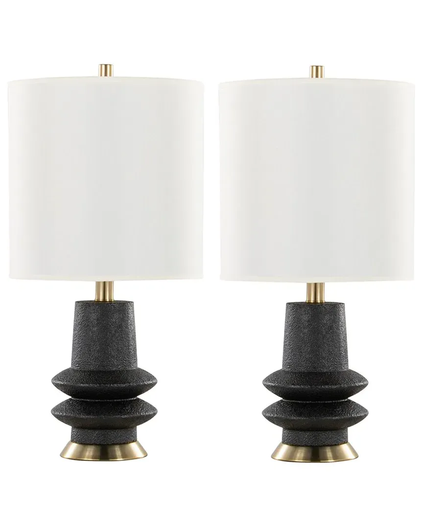 Lloyd Set of 2 Table Lamps with Linen Shade - Black, Polyresin image