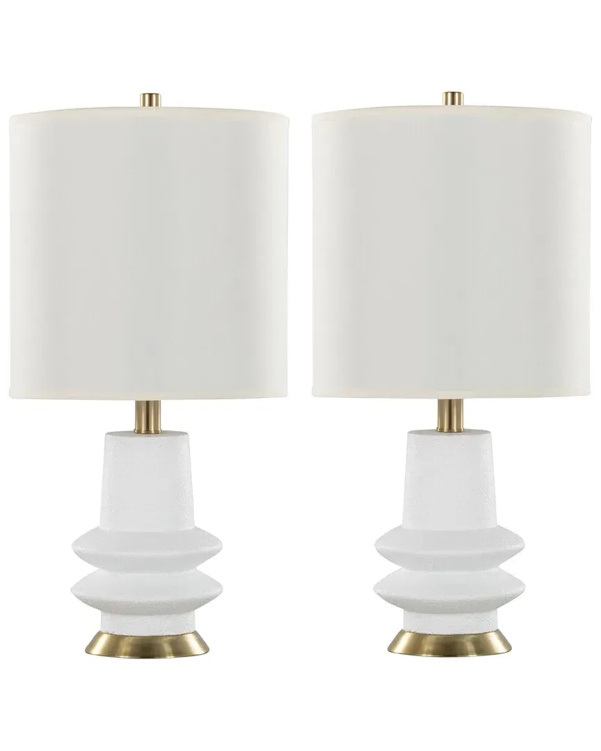 Lloyd Set of 2 Table Lamps with Linen Shade - White, Polyresin