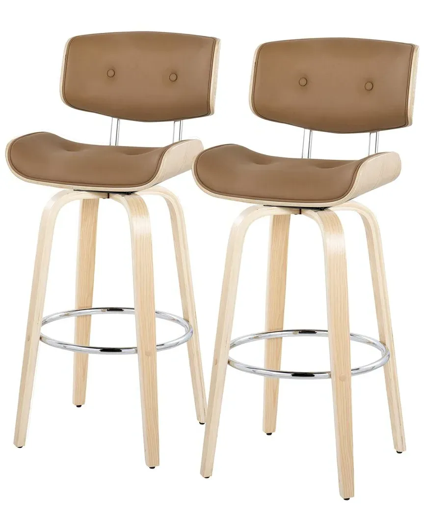 Lombardi 30in Fixed-Height Barstools Set of 2 - Camel, Wood image
