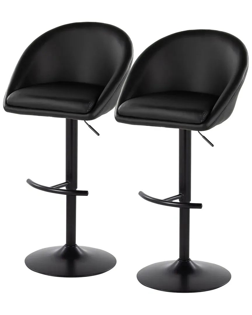 Matisse Highback Adjustable Bar Stools with Footrest - Black