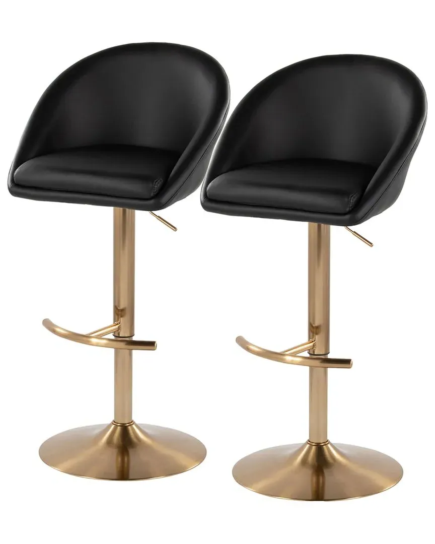 Matisse Highback Adjustable Bar Stools with Footrest - Black