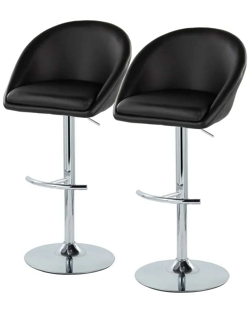 Matisse Highback Adjustable Bar Stools with Footrest - Black