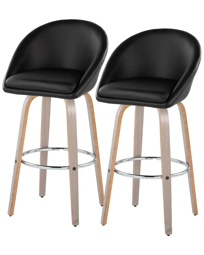 Matisse Highback Bar Stools with Footrest - Black, Faux Leather