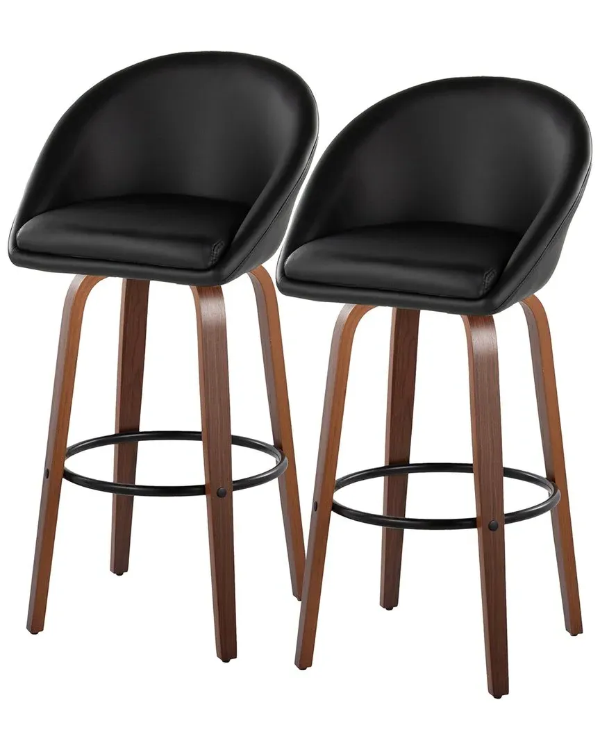 Matisse Highback Bar Stools with Footrest - Black, Walnut
