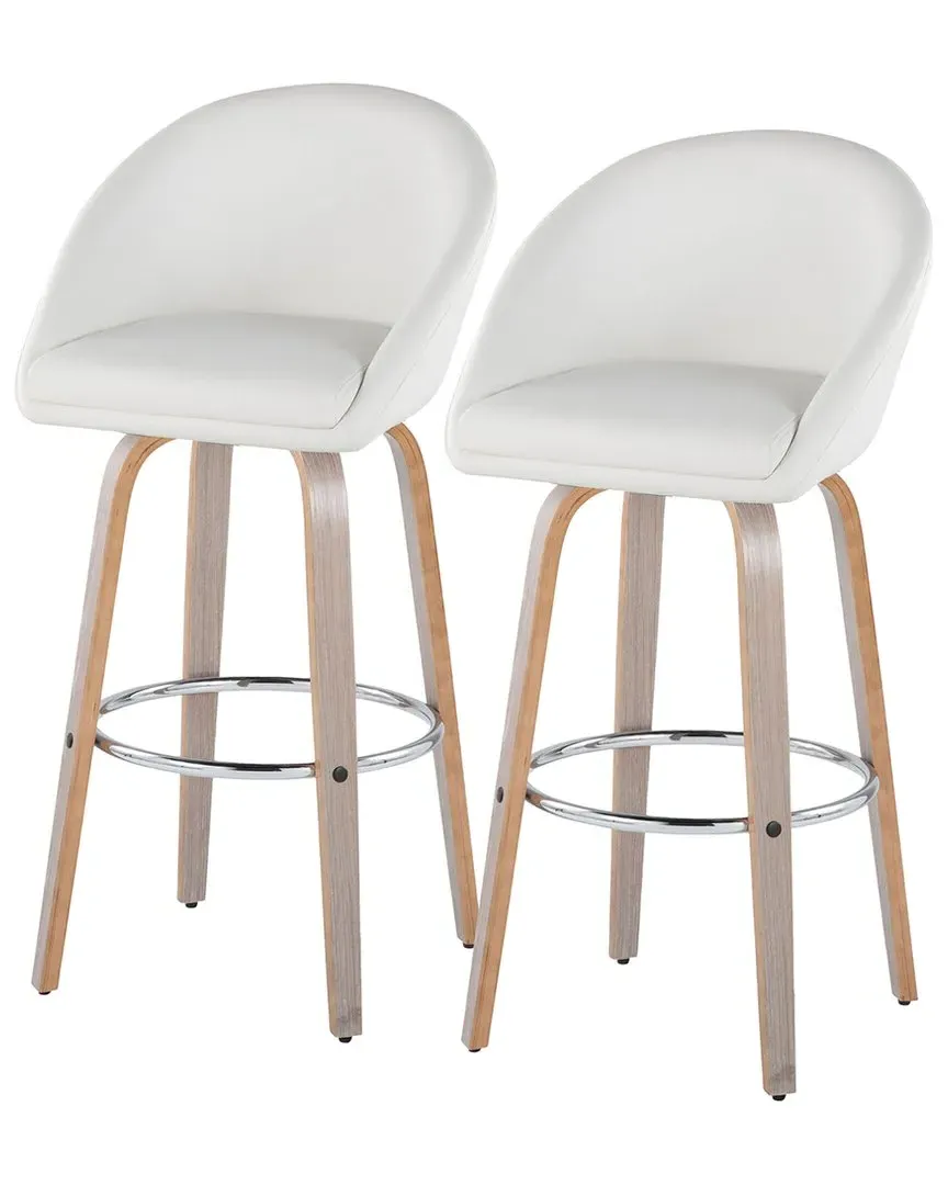 Matisse Highback Bar Stools with Footrest - White, Faux Leather
