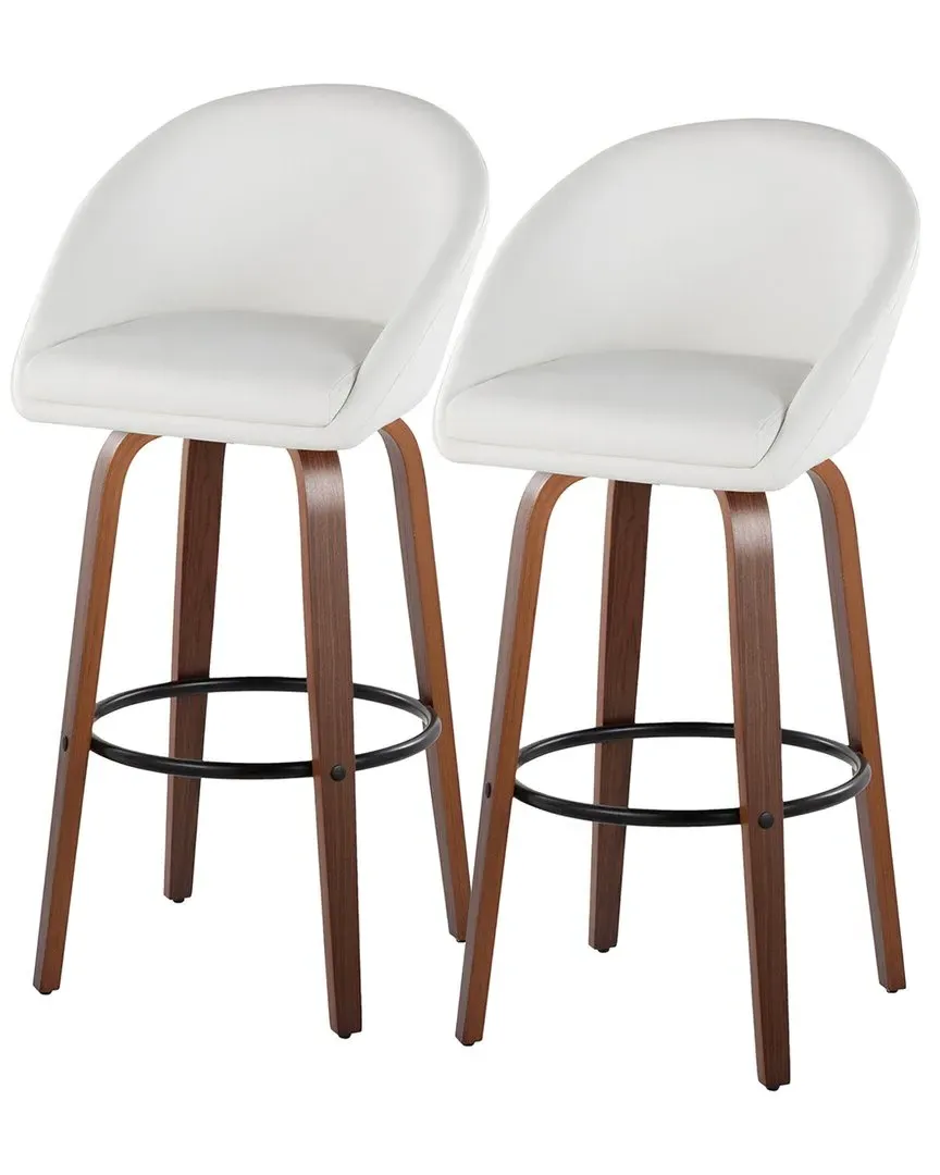 Matisse Highback Bar Stools with Footrest - White, Walnut
