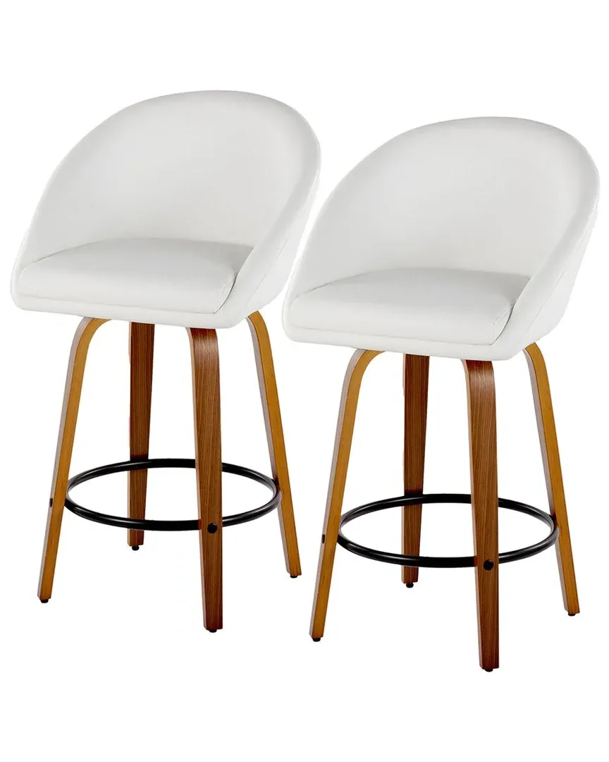 Matisse Highback Counter Stools with Footrest - White, Walnut