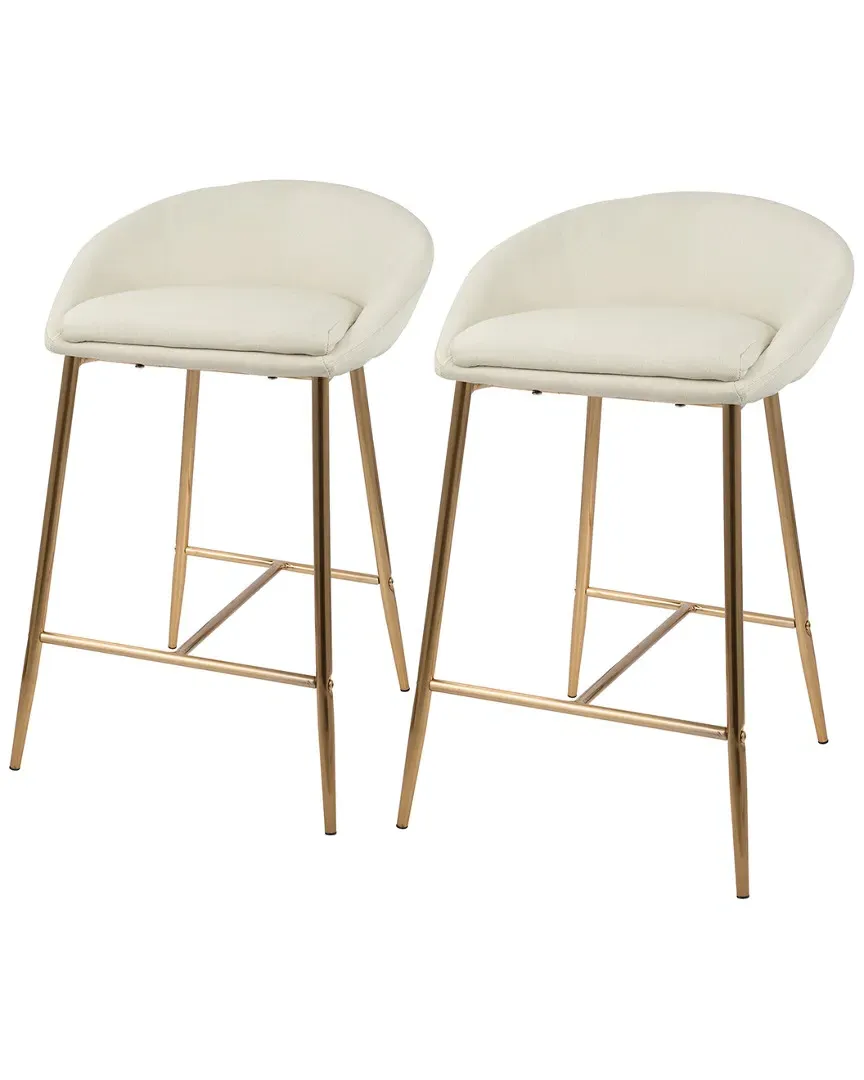 Matisse Set of 2 Counter Stools - Gold, Cream Fabric image