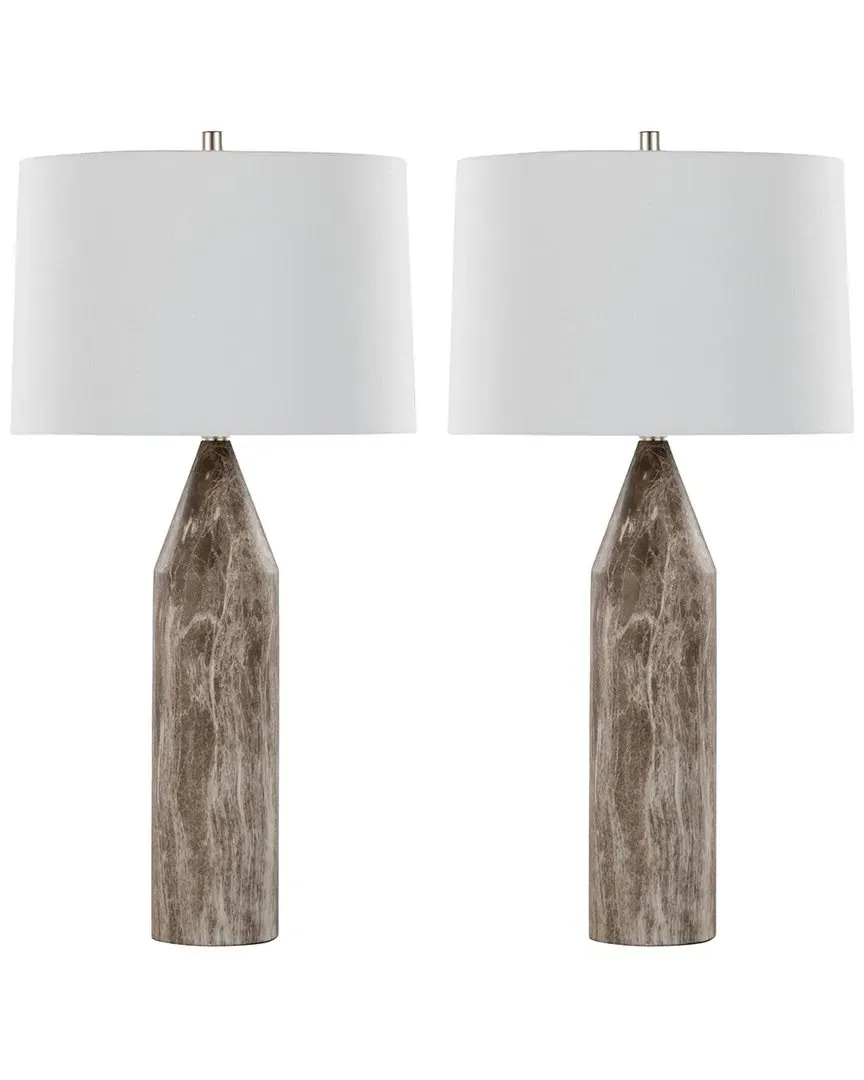 Point 30in Metal Table Lamps Set of 2 - Brown Marble image