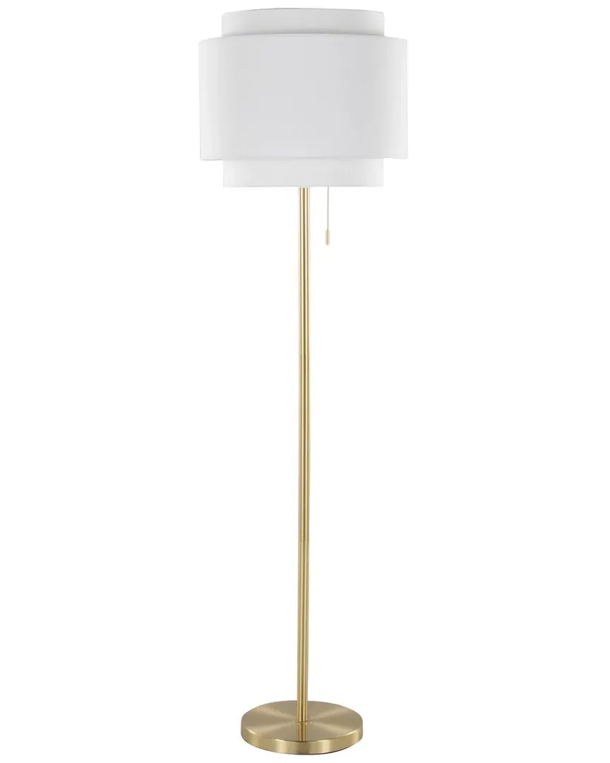 Tier 64in Floor Lamp with Linen Shade - Off-White Gold image