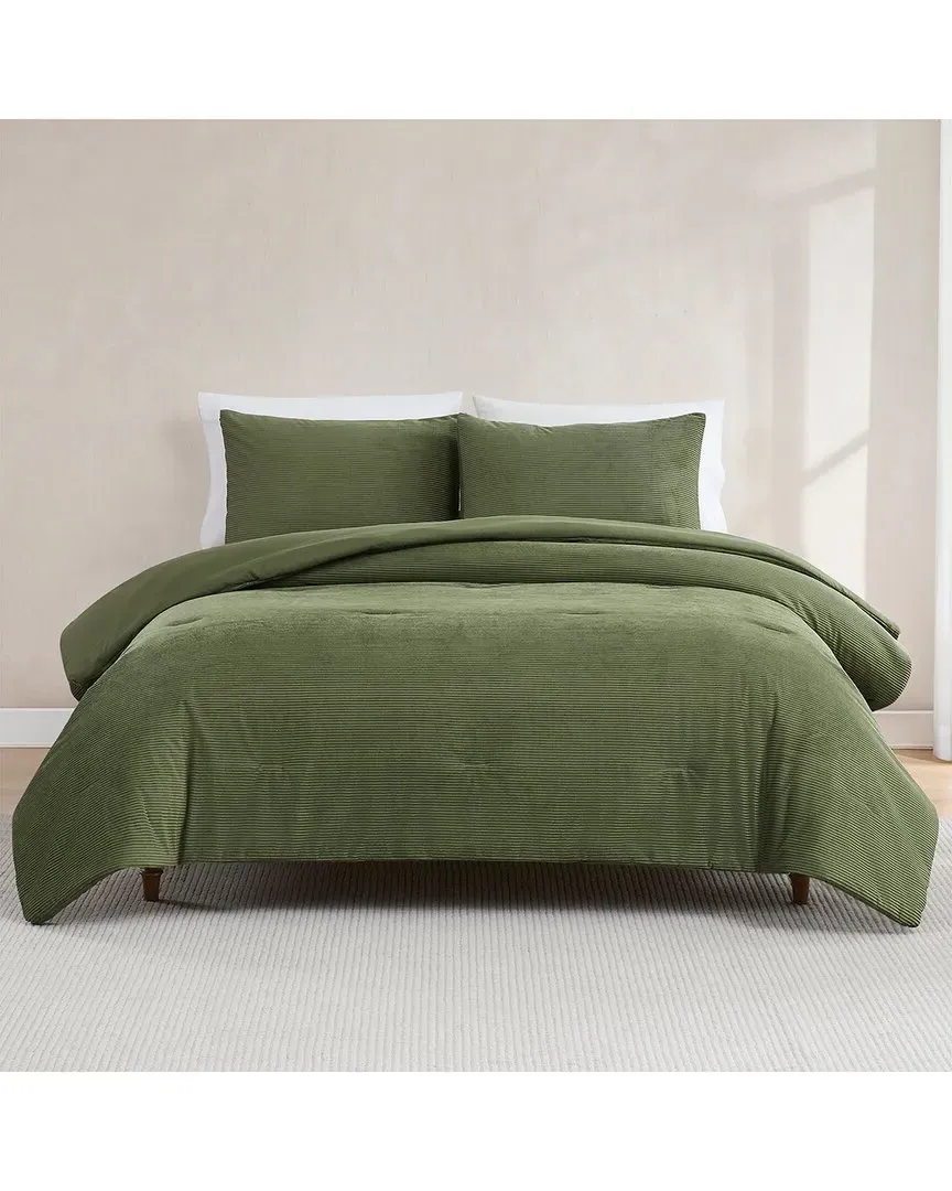 Arden Ribbed Corduroy Comforter Set - Olive, Velvet