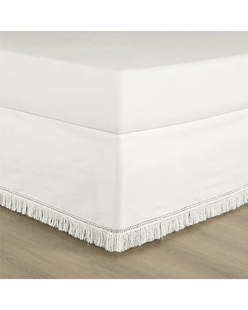 Boho Fringe Tailored Easy Fit Bedskirt - Pure White