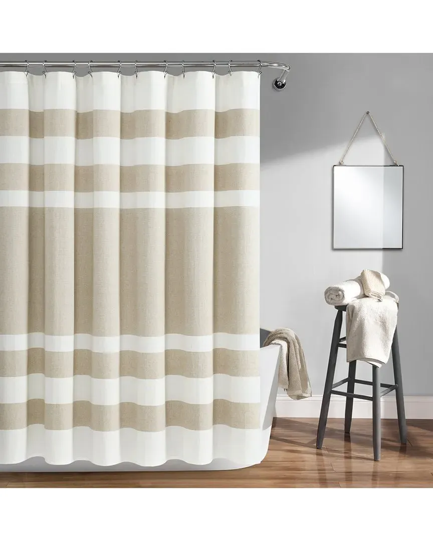 Cape Cod Stripe Shower Curtain - Taupe, Cotton