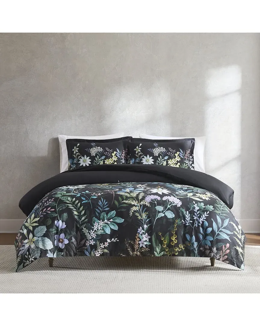 Fantasy Floral Cotton Duvet Cover Set - Black image