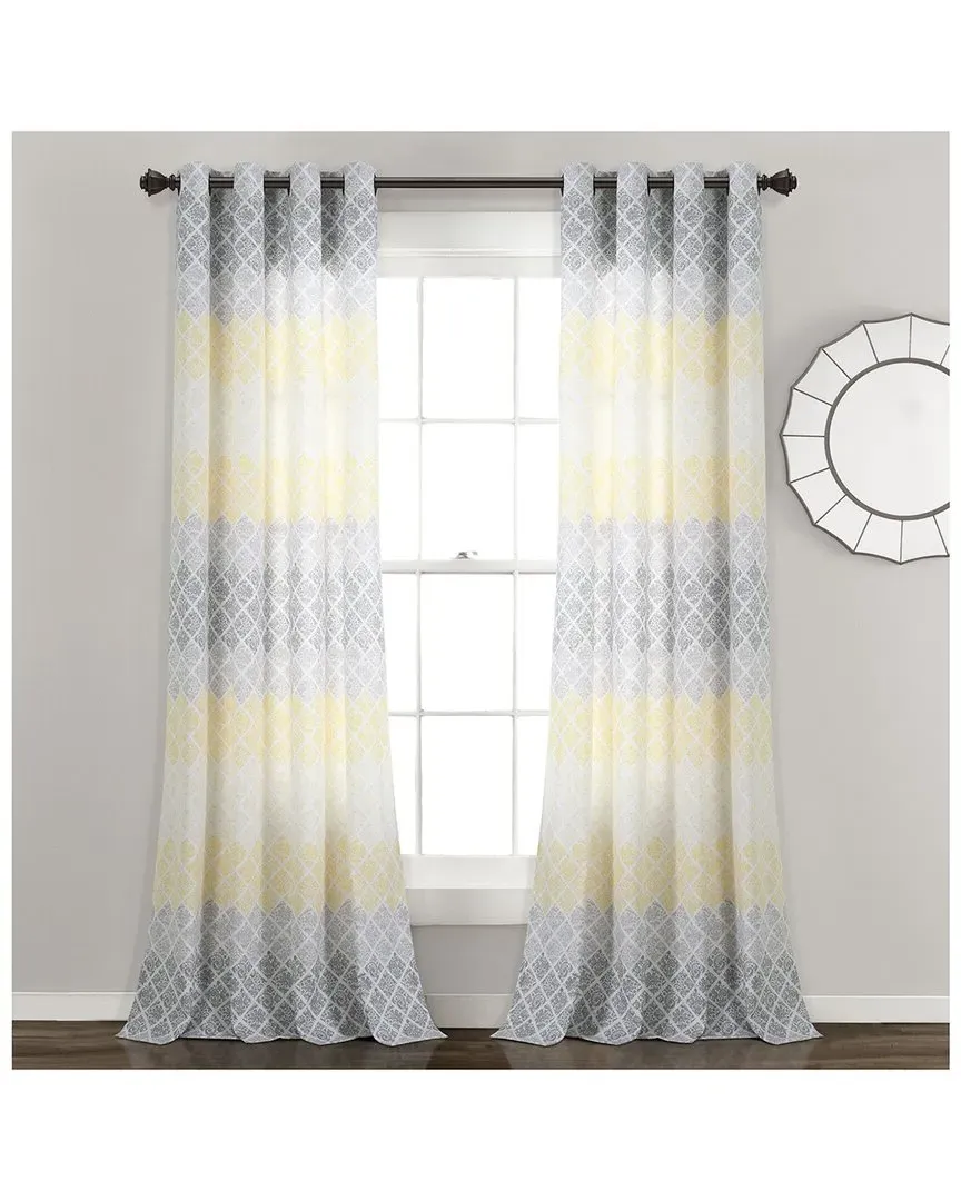 Medallion Ombre Window Curtain Panels - Yellow image