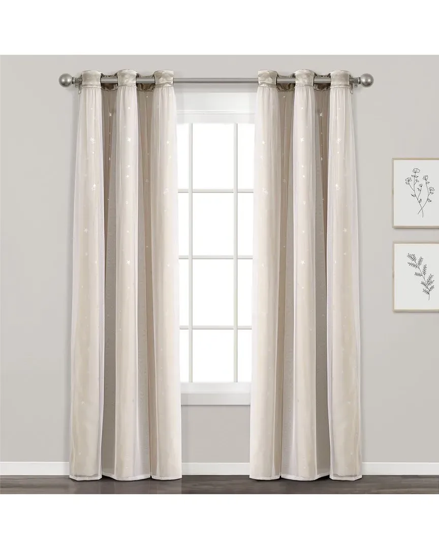 Star Sheer Insulated Grommet Blackout Window Curtain - Neutral